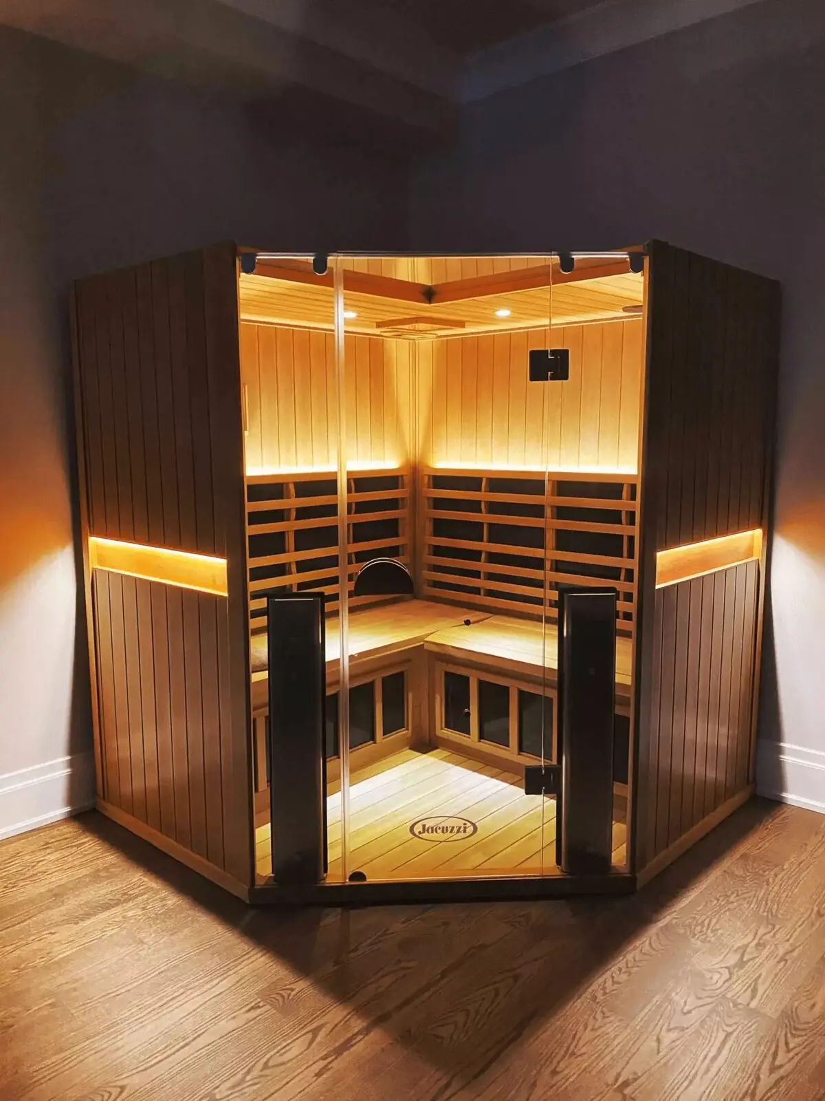 The infrared sauna cabin, cedar lined